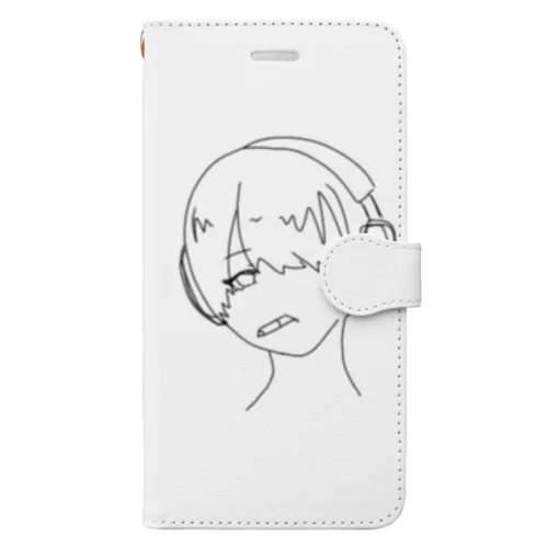 ペン描きベッドホンくん 手帳型スマホケース