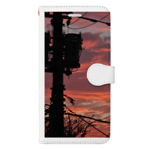 電柱と夕焼け空 Book-Style Smartphone Case