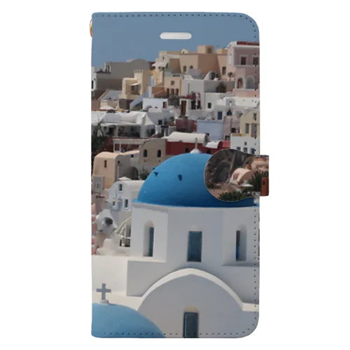 【世界一周旅】ギリシャ　サントリーニ島の景色 Book-Style Smartphone Case