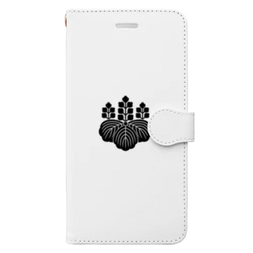 豊臣秀吉 家紋 桐紋（五七の桐） 黒 Book-Style Smartphone Case