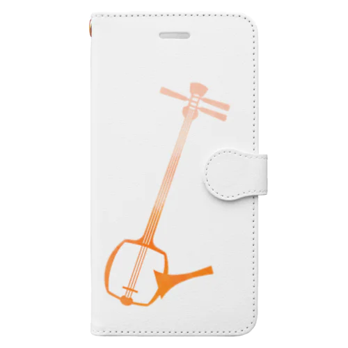 三味線ワンポイント柄（オレンジ） Book-Style Smartphone Case