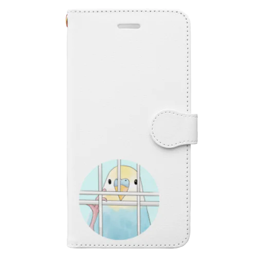 可愛いのぞき見セキセイインコちゃん【まめるりはことり】 Book-Style Smartphone Case