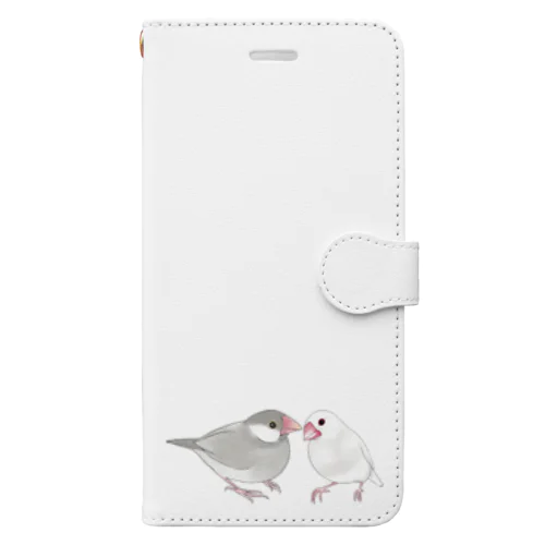 幸せ文鳥ちゃん【まめるりはことり】 Book-Style Smartphone Case