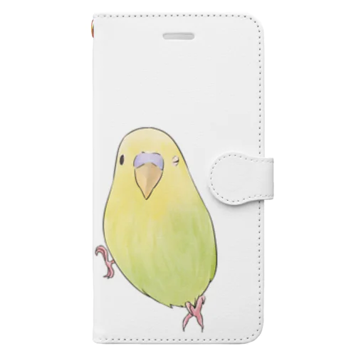 ウィンクするセキセイインコちゃん【まめるりはことり】 手帳型スマホケース