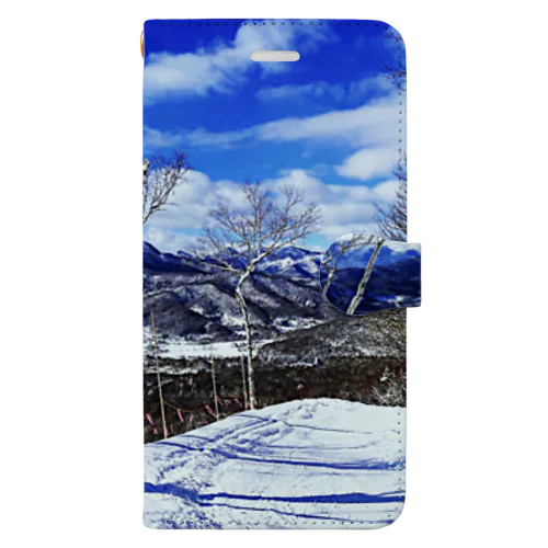 白樺と雪景色 Book-Style Smartphone Case