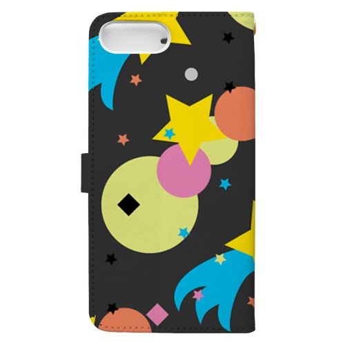 colorful shooting star_Charcoal gray Book-Style Smartphone Case