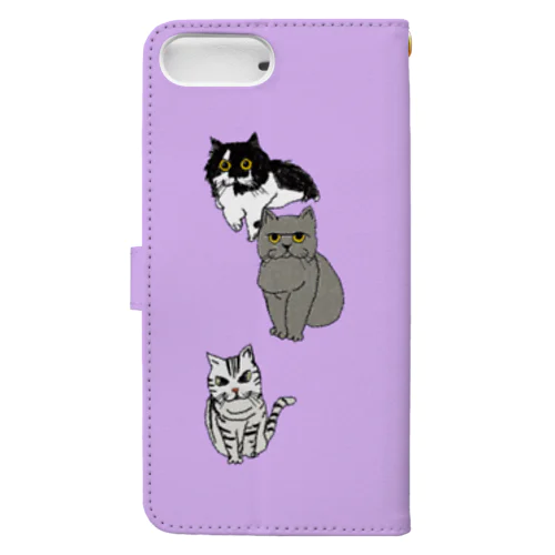 3匹の猫たち　紫 Book-Style Smartphone Case