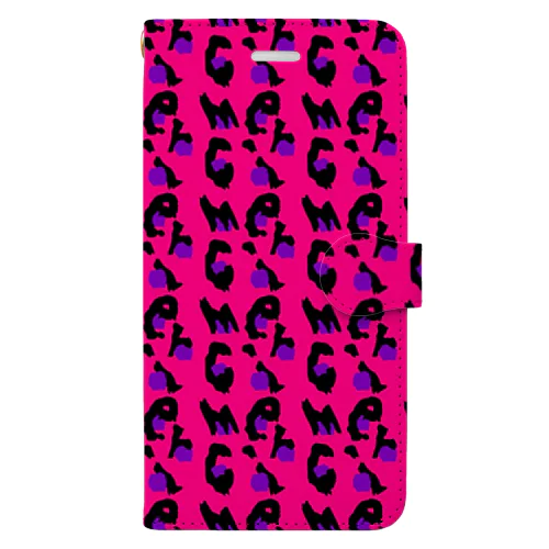 merci pink leopard smart phone case 手帳型スマホケース