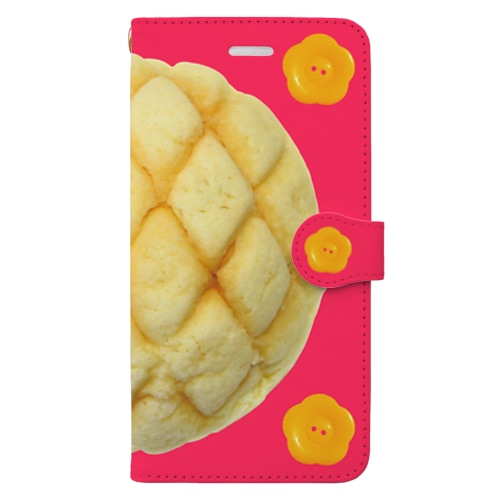 メロンパンと花ボタン Plusサイズ用 Book-Style Smartphone Case