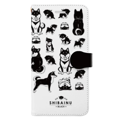 柴犬（黒柴）たくさん Book-Style Smartphone Case