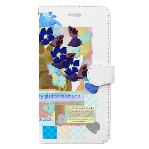 291★月山いつこ作品●お澄まし青3★夏稲ちゃんの青絣1 Book-Style Smartphone Case