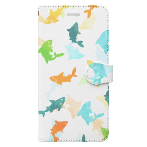 サメさんいっぱい カラフル Book-Style Smartphone Case
