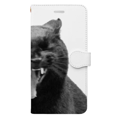 黒猫がぎゃー 手帳型スマホケース