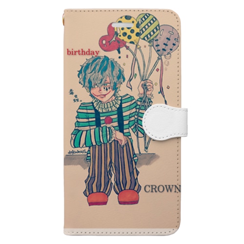 毒蟲。孤独な道化師のHappy  birthday手帳型スマホケース Book-Style Smartphone Case