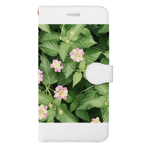 ピンク色の花 手帳型スマホケース