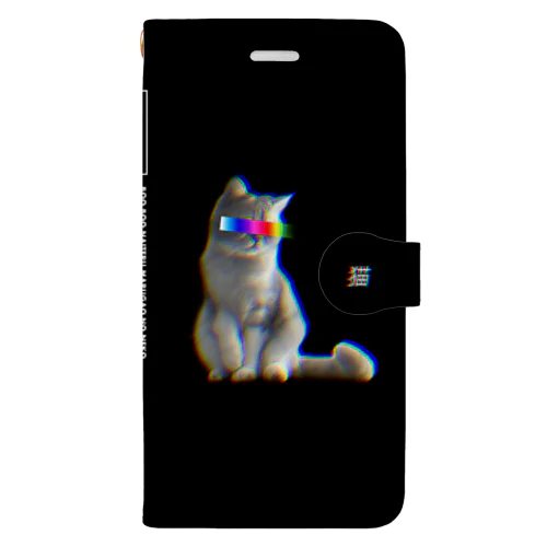 レインボー目線猫の手帳型スマホケース Book-Style Smartphone Case