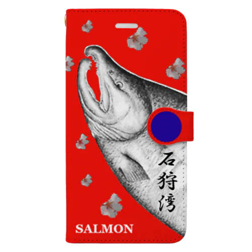 鮭！（SALMON；桜；鳥居）（石狩湾；朱）あらゆる生命たちへ感謝をささげます。 Book-Style Smartphone Case