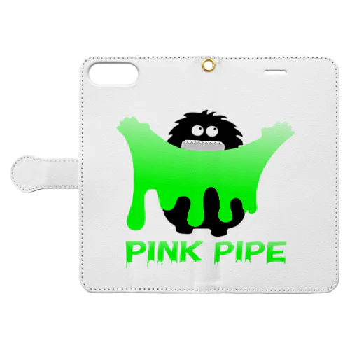 PINK PIPEスライムモンスター緑 手帳型スマホケース