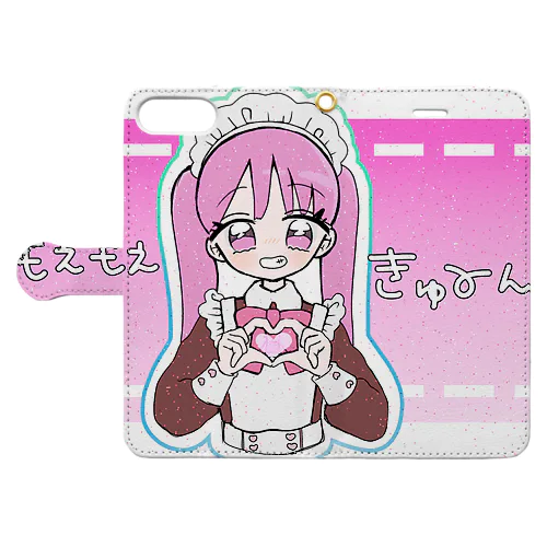 ツインテピンクメイドちゃん 手帳型スマホケース