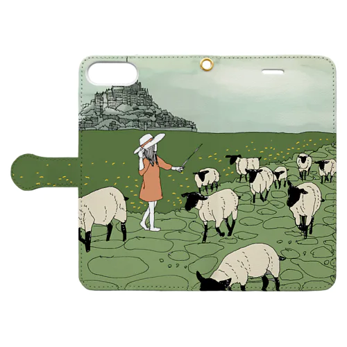 モンサンミッシェルと羊飼いの少女 Book-Style Smartphone Case