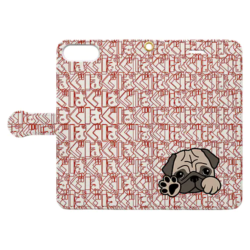 パグ-ぱぐ-PUG-パーグー-3 手帳型iPhoneケース Book-Style Smartphone Case