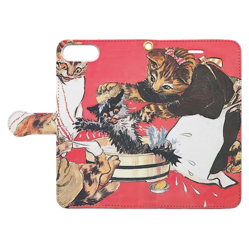 北澤楽天 ねこの行水 （1914） Book-Style Smartphone Case