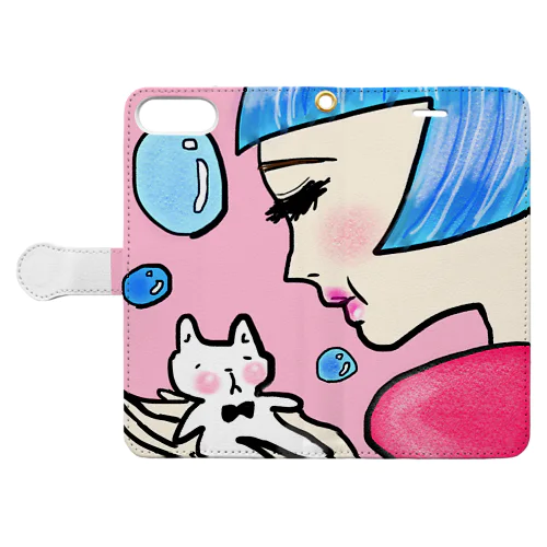 メルちゃんと白猫ぽんち Book-Style Smartphone Case