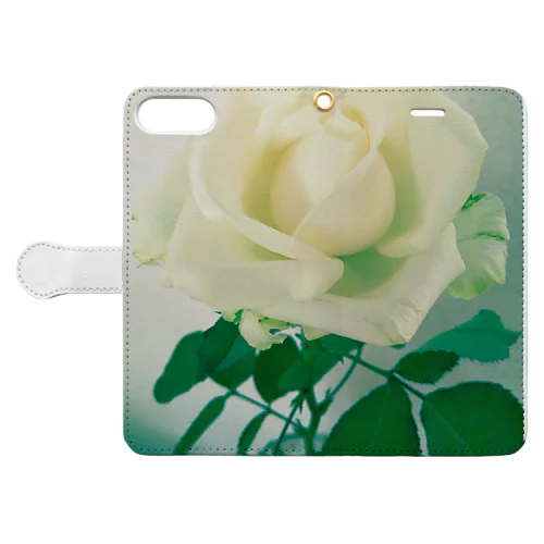 薔薇 (青系 大) Book-Style Smartphone Case