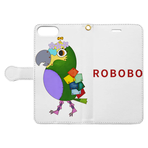 ROBOBO アオボウシインコ 手帳型スマホケース