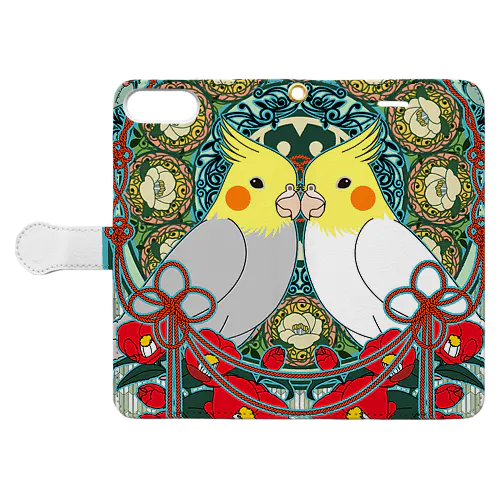 オカメインコ椿【まめるりはことり】 Book-Style Smartphone Case