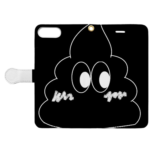 うんち（黒背景） Book-Style Smartphone Case