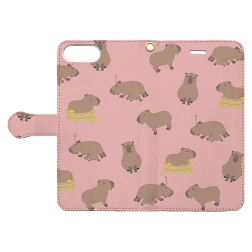 ゆるゆるカピバラさん＊レッド Book-Style Smartphone Case