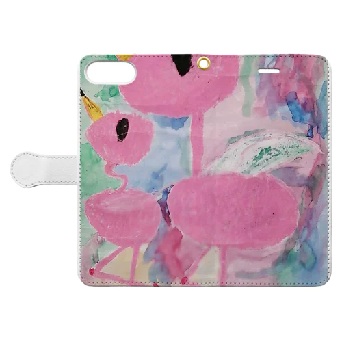 オエカキ_ Flamingo Book-Style Smartphone Case
