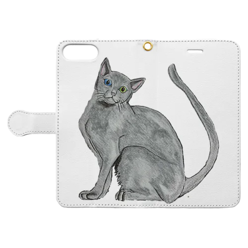 猫_ロシアンブルー Book-Style Smartphone Case