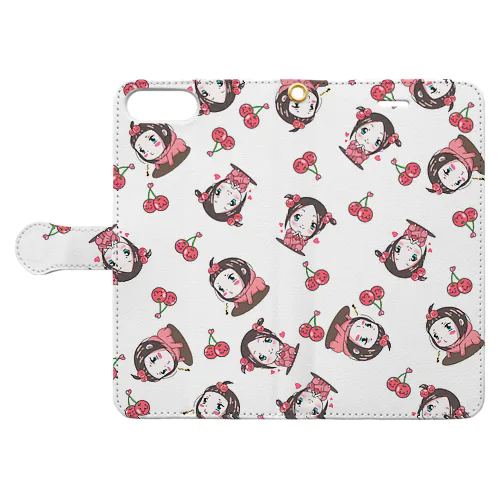 さくらんぼの女の子🍒(サイズ変更できます) Book-Style Smartphone Case