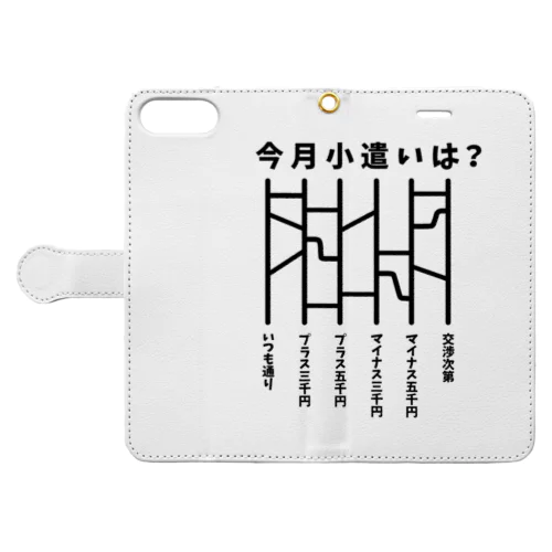 今月小遣いは？（あみだくじ） Book-Style Smartphone Case