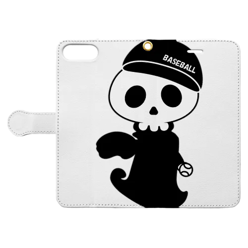 baseball skull（ピッチャー） 手帳型スマホケース