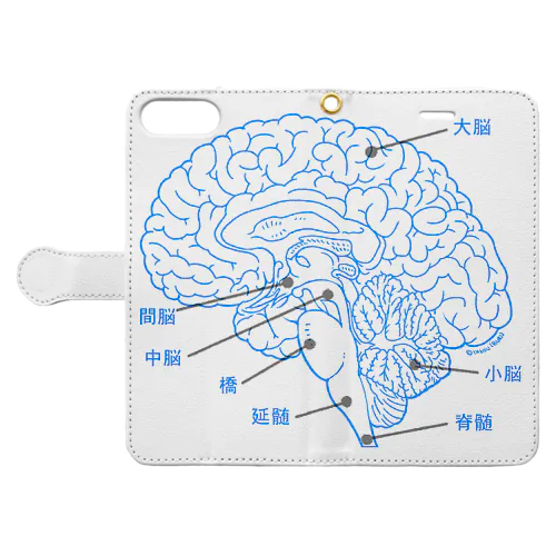 脳　横 手帳型スマホケース