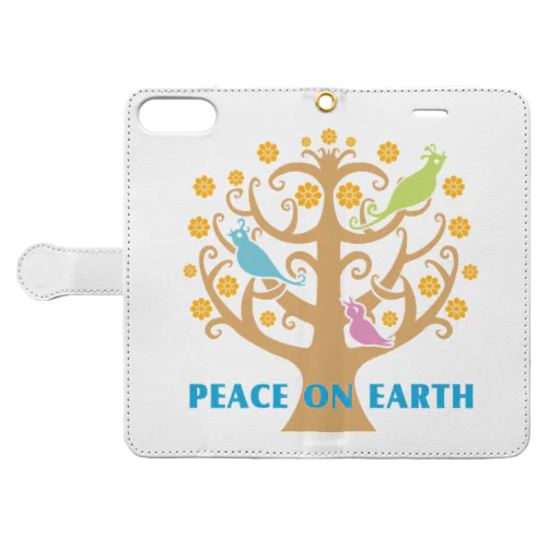 鳥/Peace on Earthツリー 手帳型スマホケース