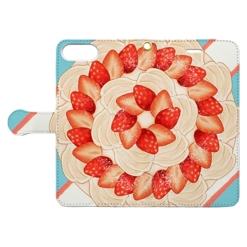 ホールケーキイチゴ 手帳型スマホケース