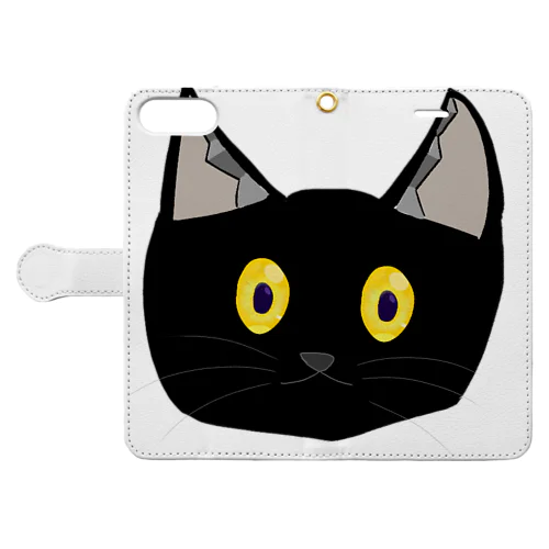 黒猫テトラ顔　アニメver. Book-Style Smartphone Case