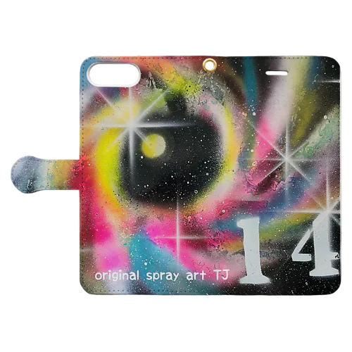 【NO.14 support GALAXY〜original spray art〜】 手帳型スマホケース