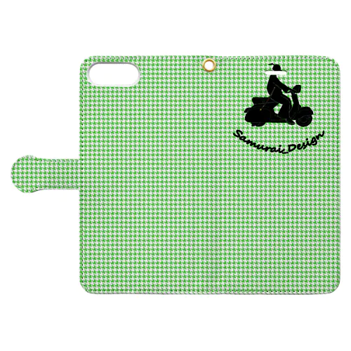 サムライヴェスパ×千鳥格子グリーン Book-Style Smartphone Case