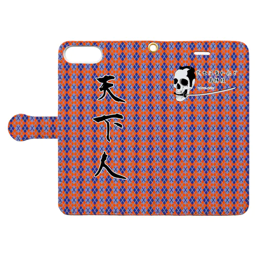 侍スカル×アーガイルチェック Book-Style Smartphone Case