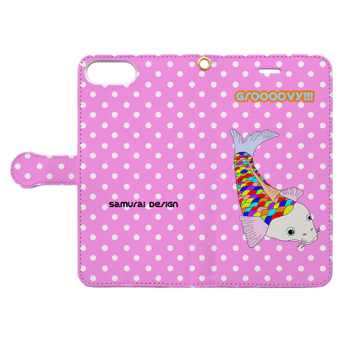 カラフルフィッシュ×水玉ピンク Book-Style Smartphone Case