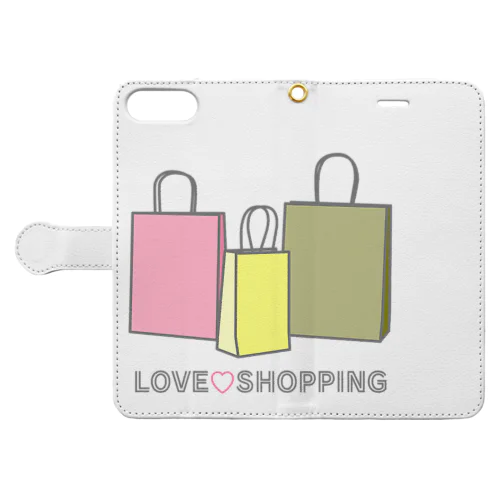 紙袋 LOVE SHOPPING 手帳型スマホケース