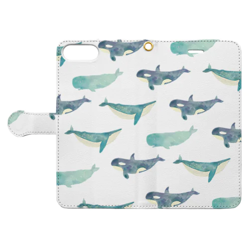 水彩クジラーズ（いっぱい） Book-Style Smartphone Case