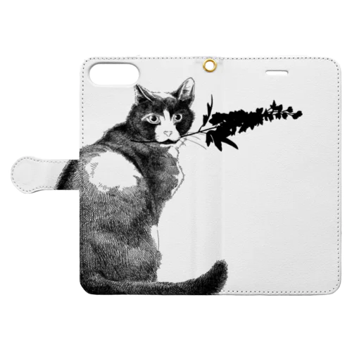 花を贈る猫 Book-Style Smartphone Case