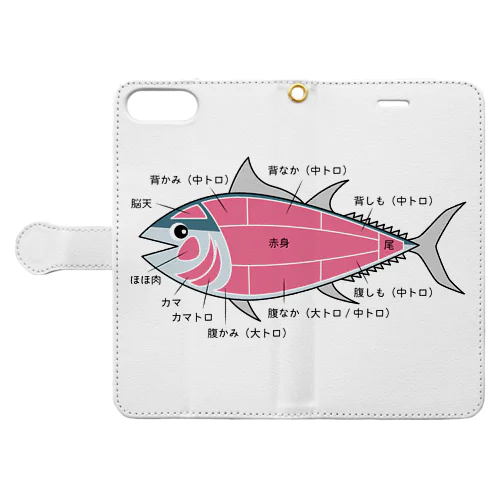 マグロの部位 イラスト デザイン Book-Style Smartphone Case