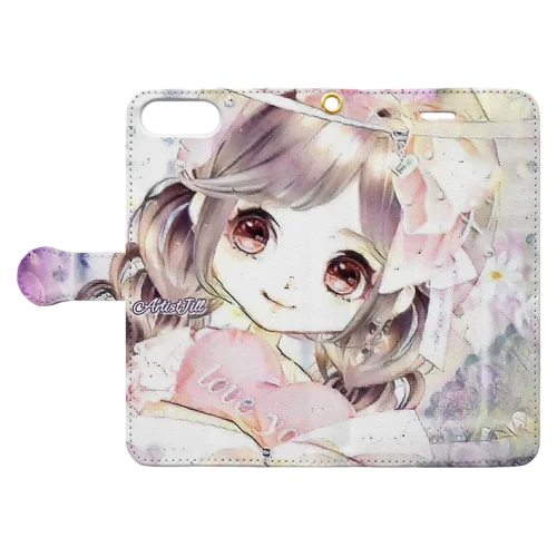 ♡可愛い女の子♡(紫) Book-Style Smartphone Case